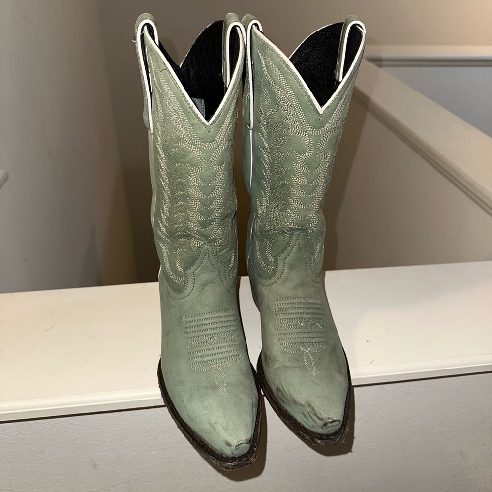 Caborca Sage Green Cowboy Boots